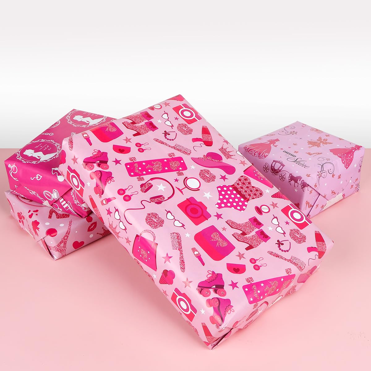 ピンク系ラッピングペーパーセット Amazon | ZJHiome 8枚 女の子 プリンセス ラッピングペーパー 50x70cm